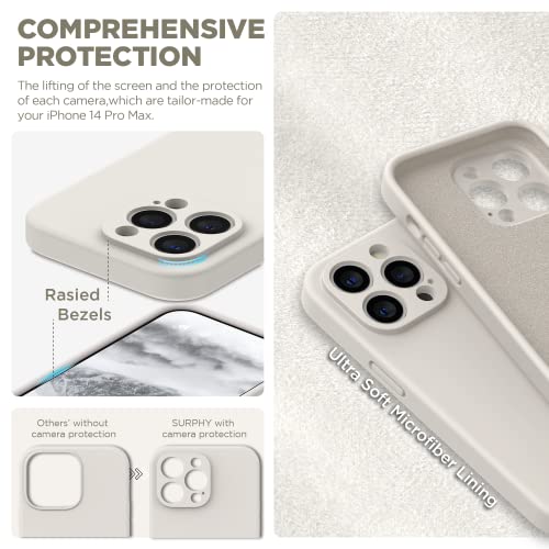 Surphy Designed For Iphone 14 Pro Max Case With Screen Protector, (With Camera Protection + Soft Microfiber Lining) Liquid Silicone Phone Case, Stone #TOP3