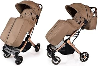 Lightweight Stroller, Baby Pushchair, Compact Travel Buggy, One Hand Foldable, Upgraded Wheels, Four Seasons Stroller, Foot Cover, Mommy Bag, Rain Cover (Khaki - Rose Gold Frame)