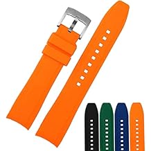 Dexter Top Grade Silicone Curved Lug End Watch Strap- Watch Bands For Men & Women -Waterproof Rubber Bracelet for Sports & Dive Watches-Replacement for Rolex, Omega & Seiko Watches Black, Blue, Orange, Green
