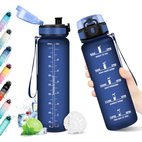 Trinkflasche 1L, Trinkflasche mit Filter, Auslaufsicher, Wasserflasche mit Zeitmarkierung, BPA-frei, Sportflasche für Fitness, Fahrrad, Büro, Schule, Outdoor, Yoga, Erwachsene, Sprudel geeignet Trinkflasche 1L, Trinkflasche mit Filter, Auslaufsicher, Wasserflasche mit Zeitmarkierung, BPA-frei, Sportflasche für Fitness, Fahrrad, Büro, Schule, Outdoor, Yoga, Erwachsene, Sprudel geeignet