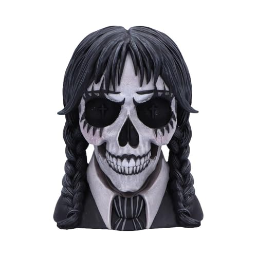 Nemesis Now Cráneo deslumbrante oscuro, esqueleto gótico, busto pintado a mano