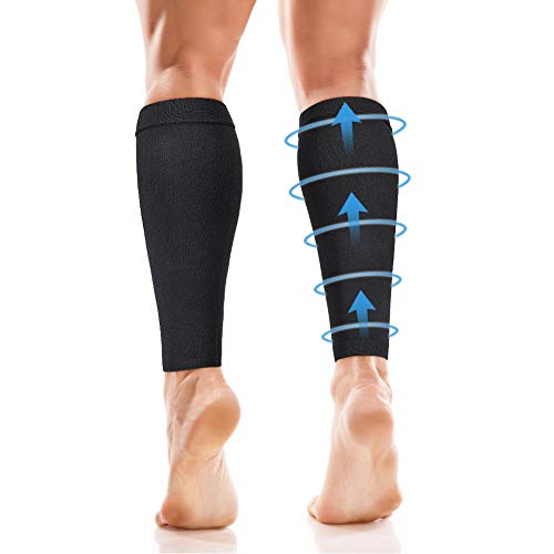 Calcetines de compresión para hombres y mujeres, protector de pantorrilla (20-30 mmHg) mangas de compresión para piernas para soporte de piernas correr viajar deportistas hombres y mujeresM