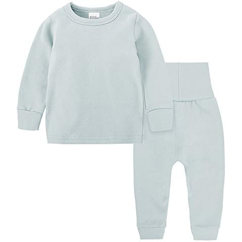 Kids Tales Little Boys&Girls 2 Piece Solid Pajama Set Cotton 3M-14Years Blue Cover