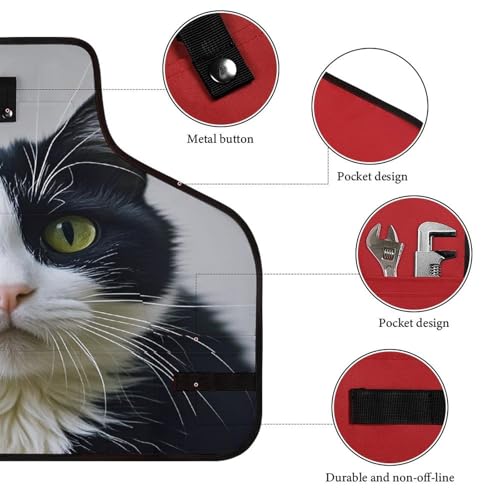 Delantal de trabajo con gatos blanco y negro BTCOWZRV miniatura 3