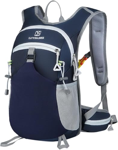 Mochila de Hidratação 2L Premium, Impermeável, com Bolsos Múltiplos e Apito de Emergência para Trilhas, Bike, Corrida, Camel bag (Azul)
