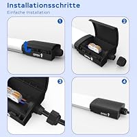 ANTENLICHT 3 Stücke LED Feuchtraumleuchte 120CM mit 36W 3960Lumen Kaltlweiß 5000k, Einfache Montage Wannenleuchte Flach Deckenleuchte Feuchtraum IP65 Werkstattlampe für Büro Keller Garage, Schwarz – Ansicht 2
