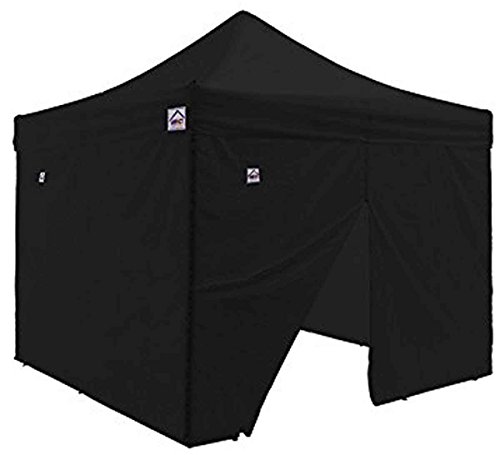 Impact Canopy 10' x 10' Pop-Up Canopy Tent, Gazebo Shelter with Powder-Coated Steel Frame, 2 Sidewalls, 2 Zipper Sidewalls, and Roller Bag, Black
