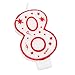 Chef Craft Classic Numeral Candle, Number 8, 3 inch, White/Red