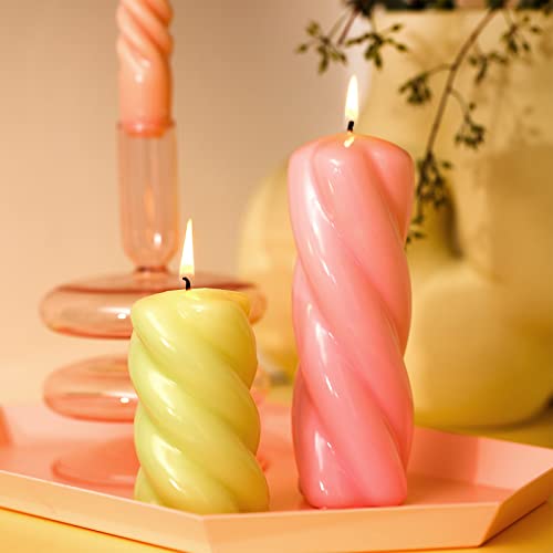 Moule à bougie torsadée géométrique en silicone Nicole pour déco