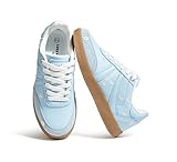 LUCKY STEP Kids Classic Retro Tennis Sneakers Fashion Gum Sole Casual Floral Embroidery Walking Shoes for Big&Little Kid and Toddler(Blue,Little Kid 2)