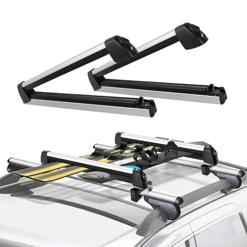 DEERMOTO Universal Car Roof Rack，Ski & Snowboard Racks 31'' 2 PCS，Carry up...