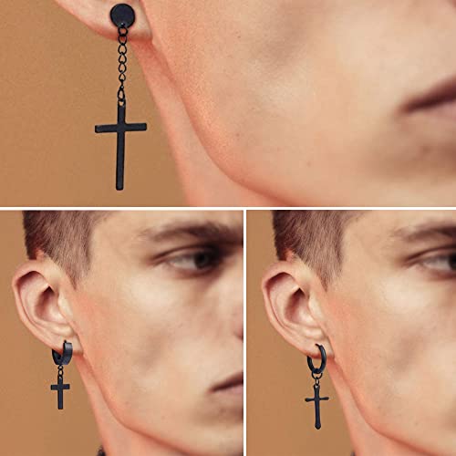 4 Paia Orecchini a Croce in Acciaio Inossidabile