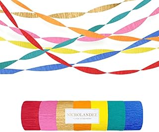NICROLANDEE 7 Rolls Multi-Coloured Rainbow Crepe Paper Streamers for Rainbow Party, Birthday, Wedding, Baby Shower, Anniversary, Festivals Party, Hanging Decorations for Nursery