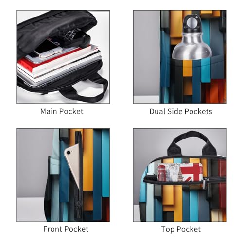 Backpack 14.7 inch Lightweight Large Bookbag Stripe arrangement Daypack for Travel Office Work3