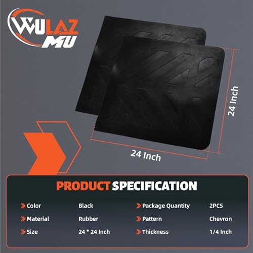 Image of 24 inch x 24 inch Rubber Mud Flaps for Semi Trucks, 2 Pcs Universal Heavy Duty Truck and Trailer Mudflaps, Black