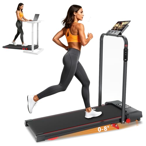 Joxir Walking Pad Treadmill with Incline & Handle Bar, Portable 7.5MPH Under Desk Treadmill for Home Office, 360 Lbs Capacity with LED Display & Remote Control
