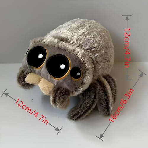 MOPQMKT Kuscheltier, Kleine Stofftier-Plüschpuppe, Lustig Weich Plüsch spinne süße Plüschpuppe mit großen Augen und Spinne Geschenk Halloween Für Erwachsene Und Kinder Grau
