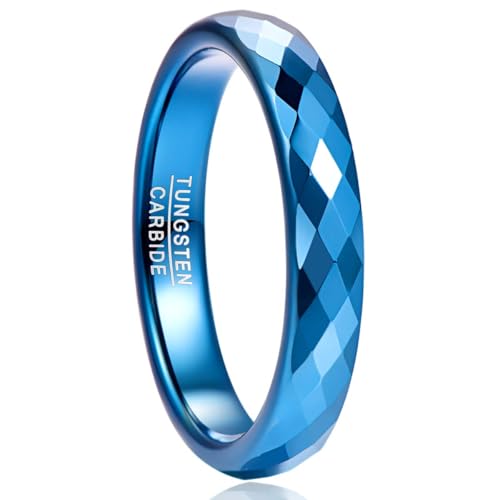 NUNCAD Bague Bleu pour Femme Homme, Anneau en Tungstène, Alliance de Promesses pour Mariage...