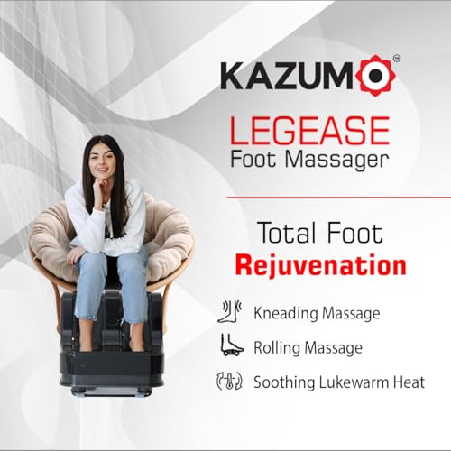 Image of LegEase Foot Massager with 40C Warm Therapy, 4-Motor Rolling & Kneading Massage for Relaxation & Fatigue Recovery, Pain Relief Foot Calf & Leg Massager with Vibration, Boosts Blood Circulation, Ergonomic Design (Black)