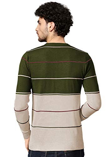 Image of EYEBOGLER Men's Regular Fit Striped Round Neck T-Shirt