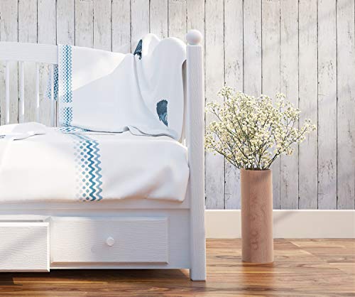 CiCiwind Peel and Stick Wallpaper Wood Contact Paper White Shiplap Wall Paper Peel and Stick Modern Rustic Wood Removable Waterproof Self Adhesive Wallpapers for Cabinets Bedroom Bathroom 78.7"x17.7" - Image 6