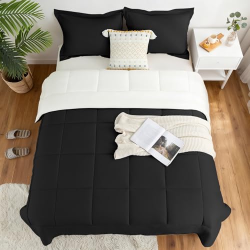 KACEMOO Black Comforter Set Queen Size, 3 Pieces Ultra Soft Lightweight Microfiber Bed Comforter, All Seasons Down Alternative Bedding Comforter Set - Image 7