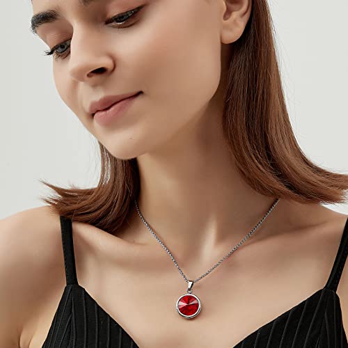 Bamiki Crystal Necklace For Women, January/July Birthstone Created Ruby Gemstone Red Pendant, Dainty Simple 18K Gold Plated Jewelry Gifts, Anniversary/Birthday For Girls/Wife/Daughter/Mom/Girlfriend… #TOP4