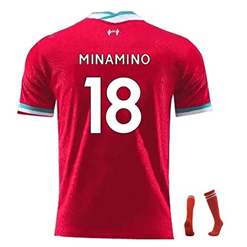 tio サッカーユニフォーム 上着 レプリカ The Reds 赤軍 No.18 MINAMINO レッド 20/21年度 ホームカラー ソックス付き 半袖 ホームカラー ファングッズ S レッド