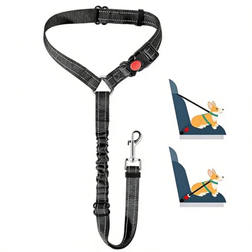 GNALIA Cintura Sicurezza Cani Auto, 1 Unità Cintura Regolabile Con Poggiatesta, Colore Nero Per Viaggi Sicuri