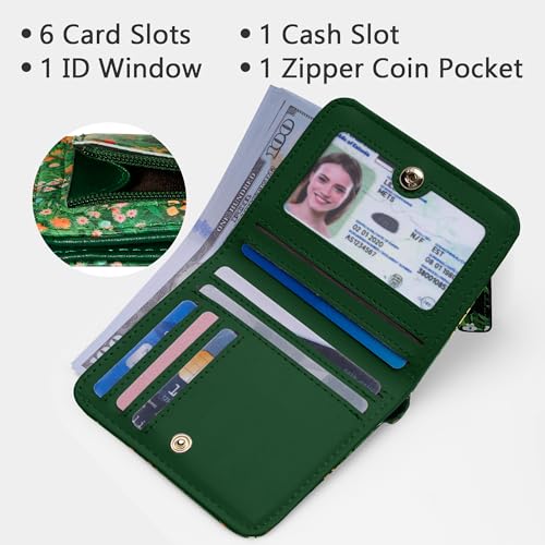 Image of Gostwo Small Wallet for Women, Slim Bifold Credit Card Holder, Compact RFID Blocking Cash Wallet, Billfolds Thin Leather Zipper Pocket, Mini Wallet Gift for Ladies Teen Girls Travel with ID Window