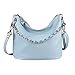 OBC Made IN Italy Damen Echt Leder Tasche Schultertasche Kettentasche Handtasche Umhängetasche Crossbody Henkeltasche Clutch Abendtasche (Blau)