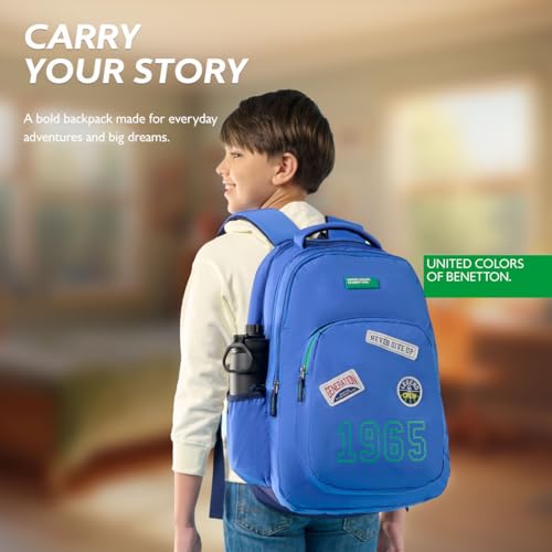 Image of United Colors of Benetton Unisex High-School Backpack LEGEND | 3-Compartment | Large Capacity Bag with Airmesh Padding | Backpack for School Girls and Boys | 28L Capacity