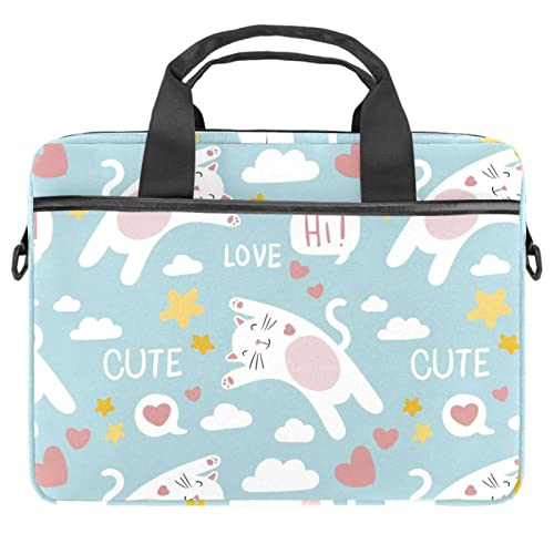 Sacoche ordinateur 13-14 pouces chat bleu ciel pour vos journées actives