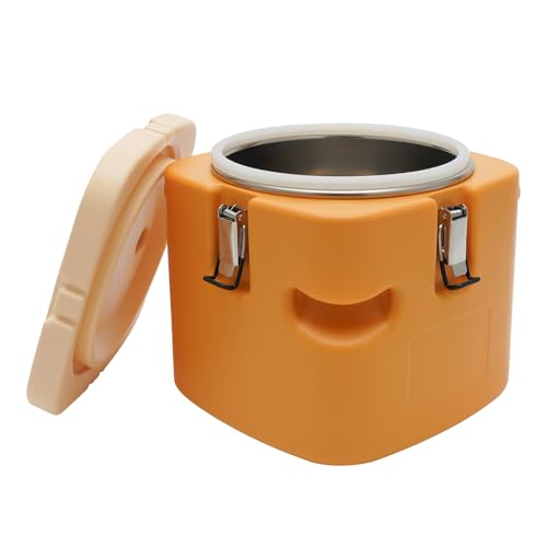 Giuffrida Calentador de alimentos comerciales de 9,5 l, recipiente aislado para sopa, enfriador de alimentos con tapa, para camping, pesca, picnics, hospitales (amarillo)
