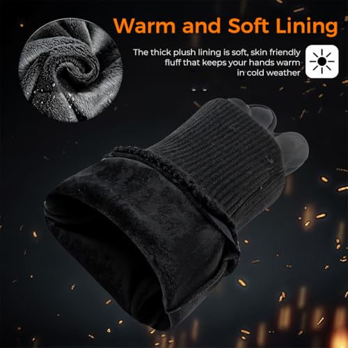 Image of Zibuyu Hand Gloves for Winter, Black Cycling Gloves, Water-Repellent, Touchscreen Gloves, Windproof Running Gloves, Non-Slip for Men and Women, for Running, Cycling, Climbing