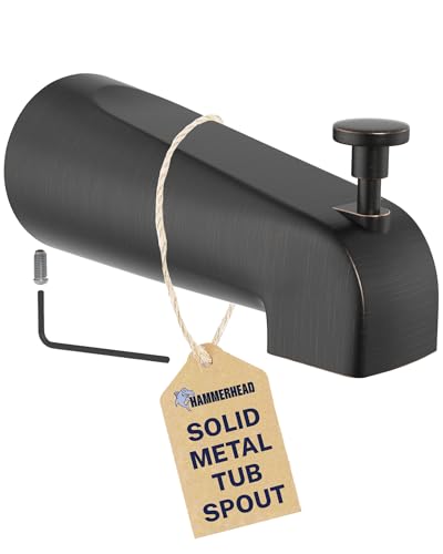 HammerHead Showers Solid Metal Tub Spout with Diverter Slip On Bath Tub Spout for Copper Pipe Easy Install Bathtub Faucet Oil Rubbed Bronze