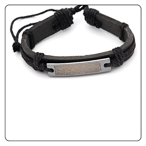 Image of Fashion Cross Tag Bangle Adjustable Leather Cuff Wristband Drawstring Rope Bracelet
