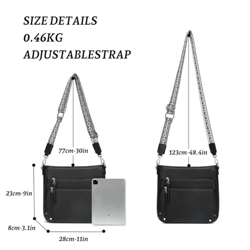 Waniki Handtasche Damen Groß Elegant Umhängetasche PU Leder Schultertasche Einfache Tote Bag Mittelgroß Shopper Tasche Multi-tasche Beuteltote Hobo Tragetasche für Arbeit Schule Büro Lässig