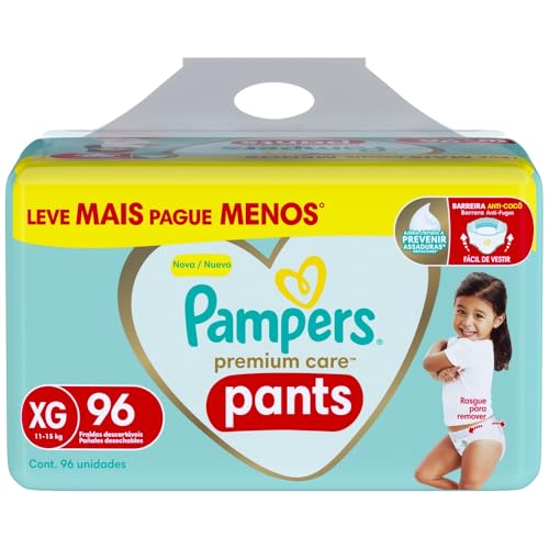 Pampers Pants Premium Care Fralda Fácil de Vestir XG 96 Unidades