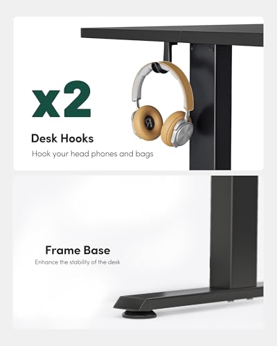 Image of FEZIBO Electric Standing Desk, Height Adjustable Stand up Desk, 55 x 24 Inches Sit Stand Home Office Desk, Computer Desk, Black