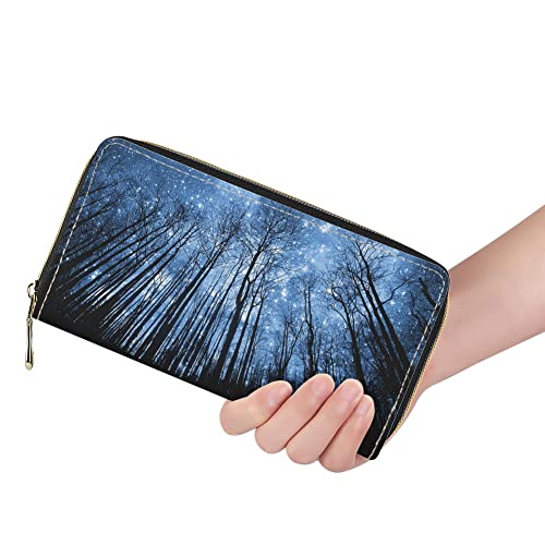 Mumeson Night Forest Leather Wallet Purse Portable Coin Purse Credit Card Storage Coin Wallet With Design #TOP2