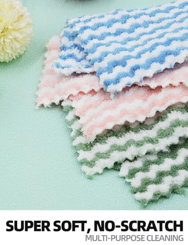 NEOWEMING 10PACK Kitchen Cleaning Cloths, Microfiber Dish Cloths: All-Purpose Washing/Soft/Lint Free/Absorbent/Quick Dry Reusable Washable Towels for Bathroom/Car/Glass, 10''x10'' - Mixcolor