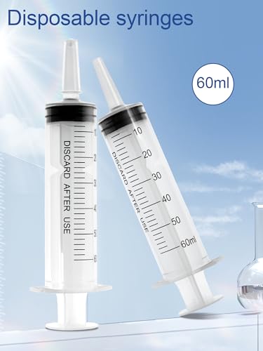 60ml Syringe for Liquid, Large Plastic Syringe 10 Pack 60ml Syringes, Measuring Syringe Tools, Oral, Scientific Labs, Measurement, Dispensing, with Cap Syringe - Thumbnail 7