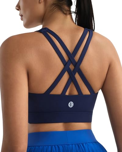 Image of RUNNING GIRL Sports Bra for Women,Molded Cup Strappy Running High Impact Sports Bra with Sewn in Pads