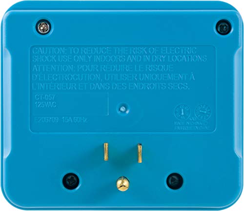 Uber Power Tap Charging Station, 3 Grounded Outlets, 2 Usb Charger Ports, 2.1A, 3 Prong, Phone Holder, Perfect Outlet Extender For Kids Rooms, Twist-To-Close Safety Covers, Ul Listed, Blue/Yellow, 25114 #TOP3