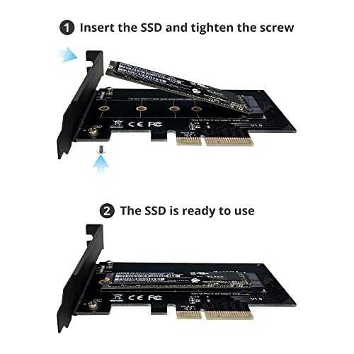 SIIG M.2 NGFF SSD (M Key) to PCIe 3.0 x4 Card Adapter For 2230, 2242,2260, 2280 M.2 PCIe Host Controller Expansion Card SSDs NVMe or AHCI (SC-M20014-S1)