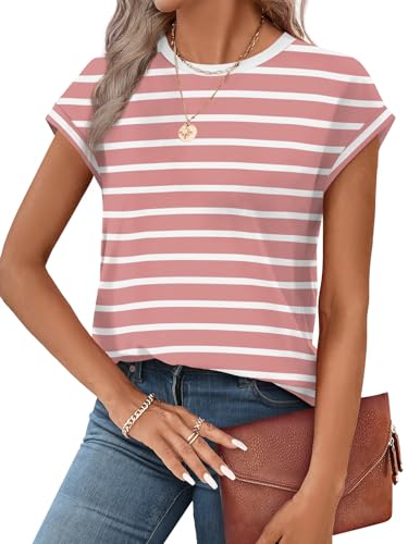 Image of Alaroo Womens Summer Tops Short Sleeve Shirts Crew Neck Cute Trendy Tunic Blouses (S-3XL)