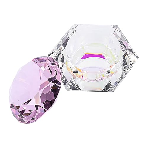 Vaso para lavar pinceles de uñas de cristal rosa miniatura 1