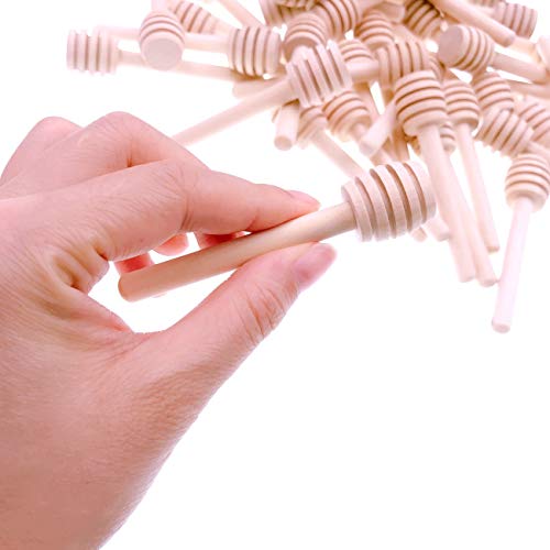Miniatura 4 de Jzk 50x Palitos De Madera Miel Cucharaditas Palo Miel Cuchara De Madera De 8 Cm Mini Varilla Agitación Para Tarros De Miel Para Fiesta Boda Favores Bautizo