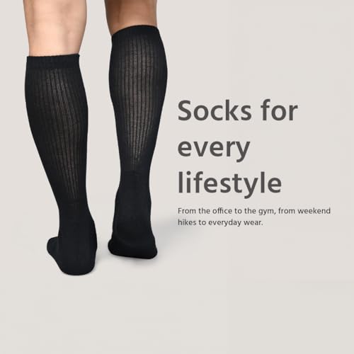Image of BALENZIA Crew Men's Socks |Formal Dress Cotton Solid Color Full Length Lightweight Casual Business Regular Sock